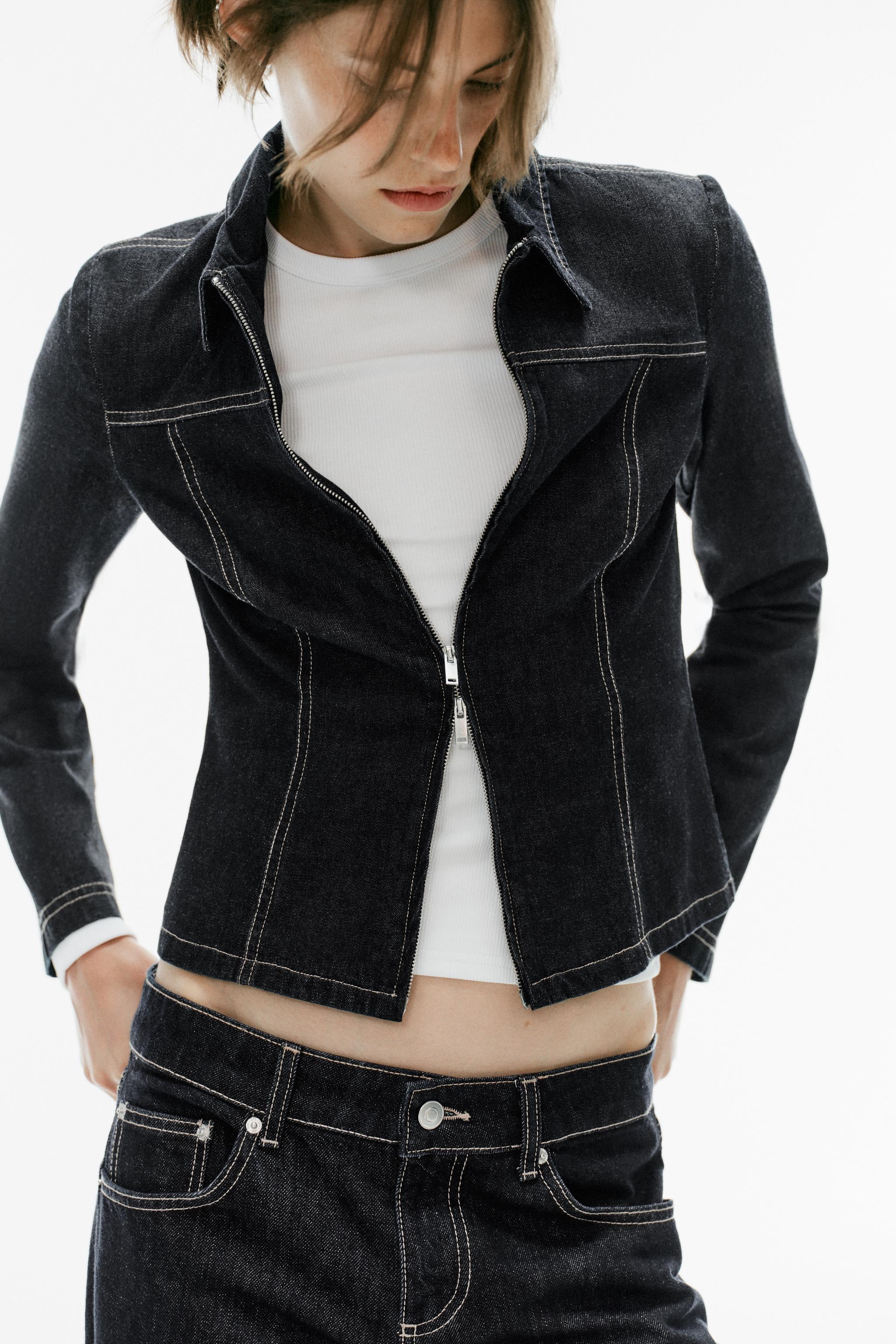 CHEMISE EN DENIM À FERMETURE ÉCLAIR